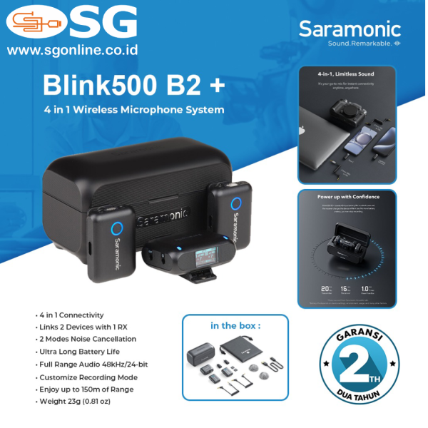 Gambar Saramonic Blink 500 B2+ Plus 4 in 1 Dual Channel Microphone System